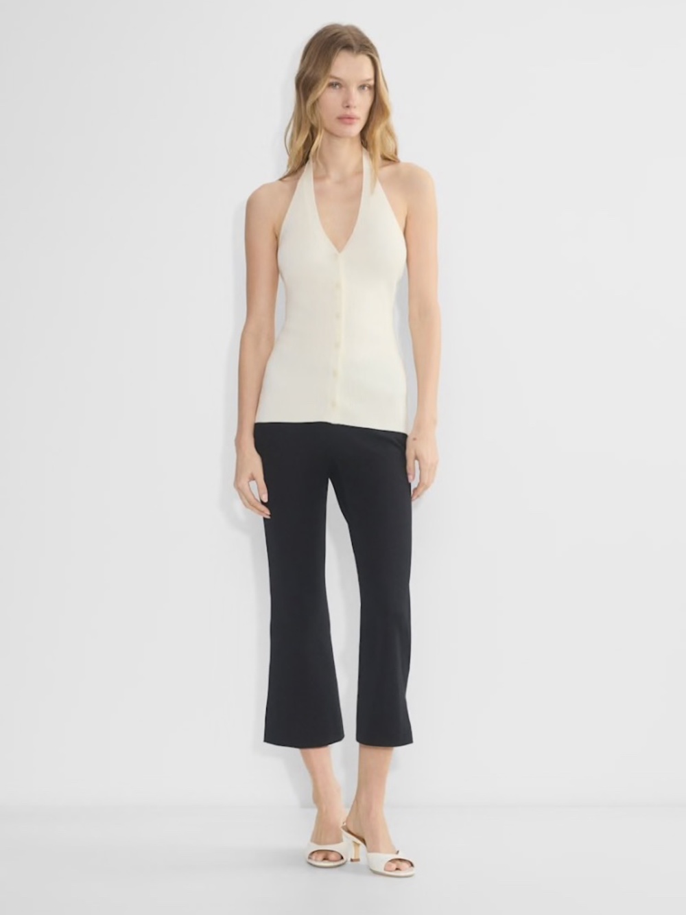 Aritzia Wilfred Eleanor Sweater Vest Halter Top XS Light Birch
